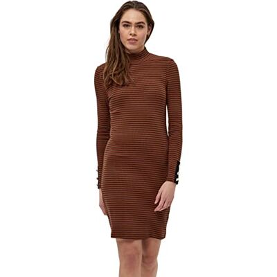 DESIRES Jamela Rib damklänning, äppelsmör brun randig, L DESIRES Jamela Rib damklänning, äppelsmör brun randig, L