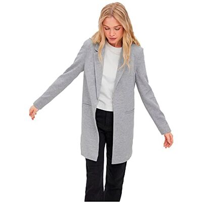 VERO MODA Dam kavaj lång, Ljusgrå melange, 34 VERO MODA Dam kavaj lång, Ljusgrå melange, 34