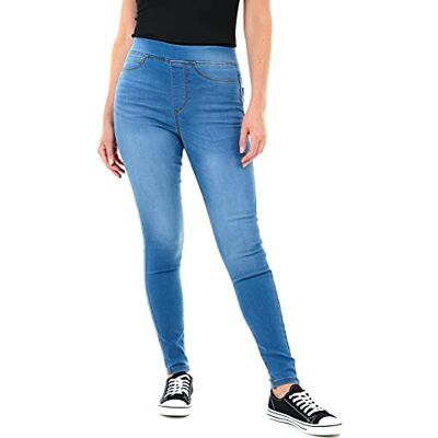 M17 Denimjeans, Jeggings för dam, Skinny Fit, klassiska bomullsbyxor med fickor, Mellantvätt blå, 34 SE M17 Denimjeans, Jeggings för dam, Skinny Fit, klassiska bomullsbyxor med fickor, Mellantvätt blå, 34 SE