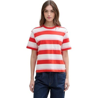 TOM TAILOR Denim T-shirt för kvinnor, 37179 – vit röd rosa randig, XXL TOM TAILOR Denim T-shirt för kvinnor, 37179 – vit röd rosa randig, XXL