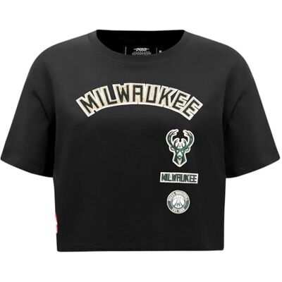 Pro Standard Dam NBA retro klassiker bomull enkel jersey kortärmad boxy t-shirt svart, Svart, L Pro Standard Dam NBA retro klassiker bomull enkel jersey kortärmad boxy t-shirt svart, Svart, L