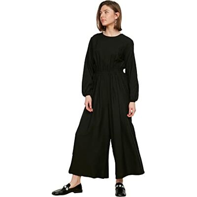 Trendyol Dam midja gummi Casual Cut Cutual Overall, svart, 40 Trendyol Dam midja gummi Casual Cut Cutual Overall, svart, 40
