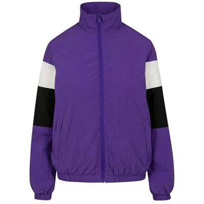 Urban Classics Lätt träningsjacka för kvinnor Ladies Crinkle Track-jacka, Violett (ultraviolet/blk/vit 01723), XS Urban Classics Lätt träningsjacka för kvinnor Ladies Crinkle Track-jacka, Violett (ultraviolet/blk/vit 01723), XS