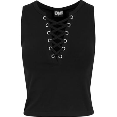 Urban Classics Dam Ladies Lace Up Cropped Top, svart, L Urban Classics Dam Ladies Lace Up Cropped Top, svart, L