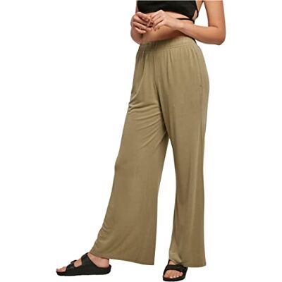 Urban Classics Dam modal Wide Leg byxor, kaki, S Urban Classics Dam modal Wide Leg byxor, kaki, S