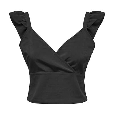 ONLY Onlnova Life Elite Frill Venus Top Solid, svart, XS ONLY Onlnova Life Elite Frill Venus Top Solid, svart, XS