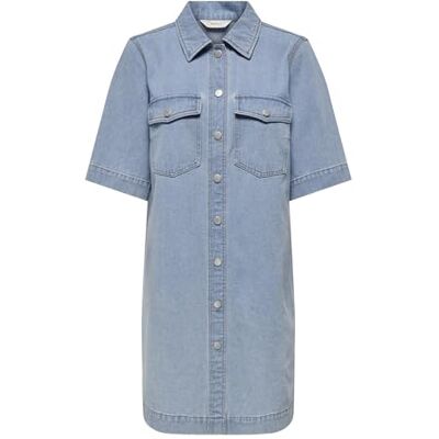 ONLY Dam jeansklänning ONLBELLE kort klänning, Ljusblå denim, XXL ONLY Dam jeansklänning ONLBELLE kort klänning, Ljusblå denim, XXL