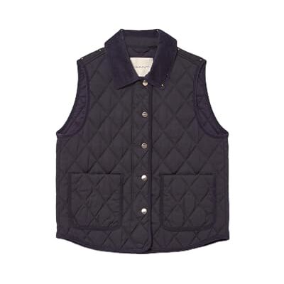 GANT Quilted väst för kvinnor med snöre detaljer väst, Kvällsblå, L GANT Quilted väst för kvinnor med snöre detaljer väst, Kvällsblå, L