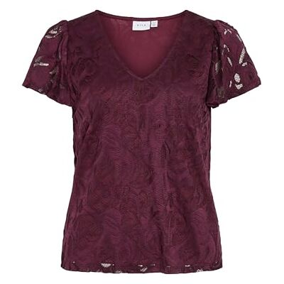 Vila Neck Top/Ka Vistasia S/S V-hals, Aubergine, S dam, Aubergine, S Vila Neck Top/Ka Vistasia S/S V-hals, Aubergine, S dam, Aubergine, S