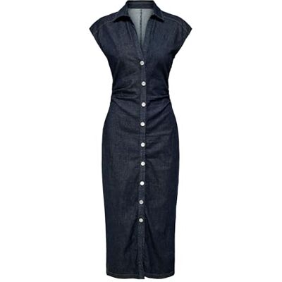 ONLY Onlbabe Capsleeve Midi Dress DNM diskhon, Mörkblå denim, XS ONLY Onlbabe Capsleeve Midi Dress DNM diskhon, Mörkblå denim, XS