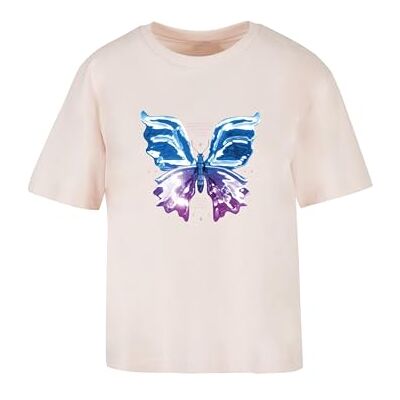 Tee Dam-t-shirt, kromad fjäril-t-shirt, avslappnad t-shirt med fronttryck, avslappnad passform, bomull, storlekar XS – 5XL, ROSA, M Tee Dam-t-shirt, kromad fjäril-t-shirt, avslappnad t-shirt med fronttryck, avslappnad passform, bomull, storlekar XS – 5XL, ROSA, M