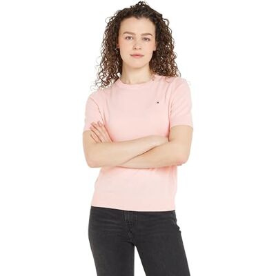 Tommy Hilfiger dam CO Jersey Stitch C-NK SS tröja WW0WW38724, pullover tröja, rosa, M, Rosa (delikat rosa), M Tommy Hilfiger dam CO Jersey Stitch C-NK SS tröja WW0WW38724, pullover tröja, rosa, M, Rosa (delikat rosa), M