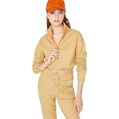 Trendyol Dam-crew neck vanlig regular sweatshirt, Kamel, M Trendyol Dam-crew neck vanlig regular sweatshirt, Kamel, M