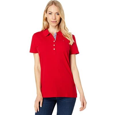 Tommy Hilfiger dam klassisk kortärmad polo (standard och plusstorlek), Scharlakansröd, XL Tommy Hilfiger dam klassisk kortärmad polo (standard och plusstorlek), Scharlakansröd, XL