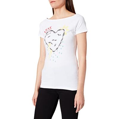 Love Moschino dam jersey bardot Neckline_Weather-temed hjärta och logotyp. T-shirt, Optisk vit, 40 Love Moschino dam jersey bardot Neckline_Weather-temed hjärta och logotyp. T-shirt, Optisk vit, 40
