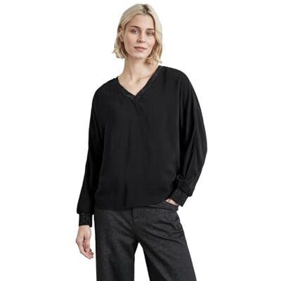 Street One LTD QR Dolman v-hals blus w Lurex tejp, svart, 34 Street One LTD QR Dolman v-hals blus w Lurex tejp, svart, 34