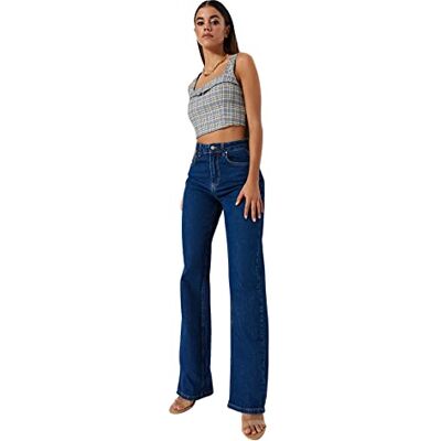 Trendyol Damjeans med hög midja med vida ben, BLÅ, 60 SE Trendyol Damjeans med hög midja med vida ben, BLÅ, 60 SE