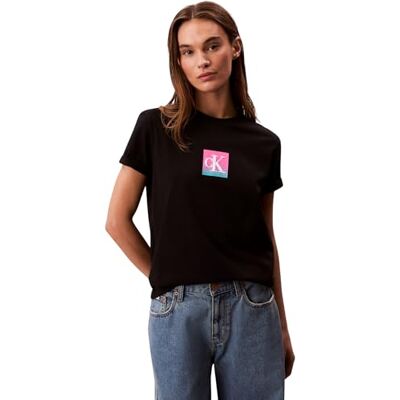Calvin jeans dam SS klassiska boxade monogram TEE LV047D874G grafiska t-shirts, svart (svart), XS, svart (svart), XS Calvin jeans dam SS klassiska boxade monogram TEE LV047D874G grafiska t-shirts, svart (svart), XS, svart (svart), XS