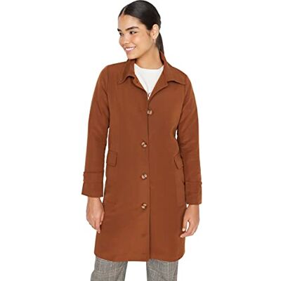 Trendyol damskjorta krage platt överdimensionerad trenchcoat, Brun, 66 Trendyol damskjorta krage platt överdimensionerad trenchcoat, Brun, 66