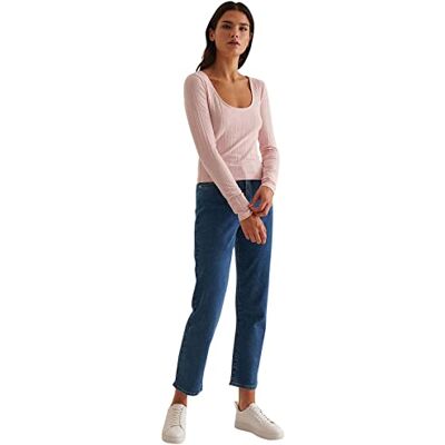 NA-KD dam Ribbad Rund Hals Topp Cami-skjorta NA-KD dam Ribbad Rund Hals Topp Cami-skjorta