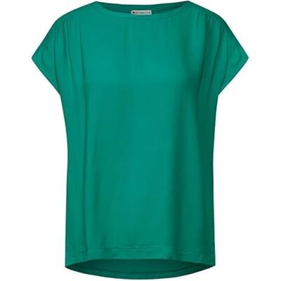 Street One dam-t-shirt i materialblandning, Intensiv aqua, 42 Street One dam-t-shirt i materialblandning, Intensiv aqua, 42