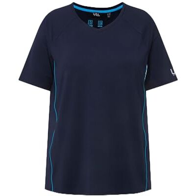Ulla Popken , Damer, stora storlekar, t-shirt, UV-skydd 50+, V-hals, halvärm, marinblå, 42/44 Ulla Popken , Damer, stora storlekar, t-shirt, UV-skydd 50+, V-hals, halvärm, marinblå, 42/44
