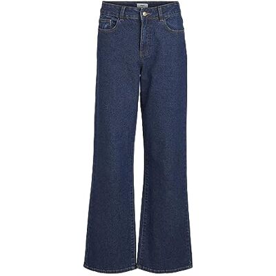 Object Dam bred passform jeans med medelhög midja, Mörkblå denim, L Object Dam bred passform jeans med medelhög midja, Mörkblå denim, L