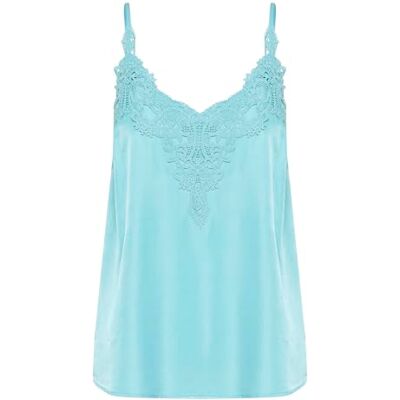Cream dam Women's Singlet Lace Trim V-neck Sleeveless Spaghetti Straps Regular Fit topp Cream dam Women's Singlet Lace Trim V-neck Sleeveless Spaghetti Straps Regular Fit topp