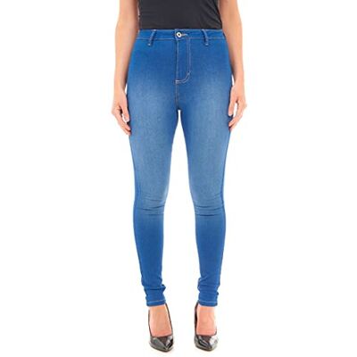M17 Kvinnor damer High Waist-jeans Skinny Fit casual bomullsbyxor byxor med fickor, Klarblå, 50 SE M17 Kvinnor damer High Waist-jeans Skinny Fit casual bomullsbyxor byxor med fickor, Klarblå, 50 SE