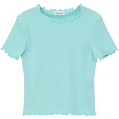 s.Oliver Junior flickor t-shirt med rullfåll, Turkos 6006, M s.Oliver Junior flickor t-shirt med rullfåll, Turkos 6006, M