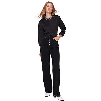 Trendyol 90-tals jeans med vida ben, svart, 34, Svart, 60 SE Trendyol 90-tals jeans med vida ben, svart, 34, Svart, 60 SE