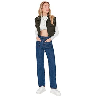 Trendyol Dam TWOAW23JE00036/Mavi jeans, blå, 40, BLÅ, 66 SE Trendyol Dam TWOAW23JE00036/Mavi jeans, blå, 40, BLÅ, 66 SE