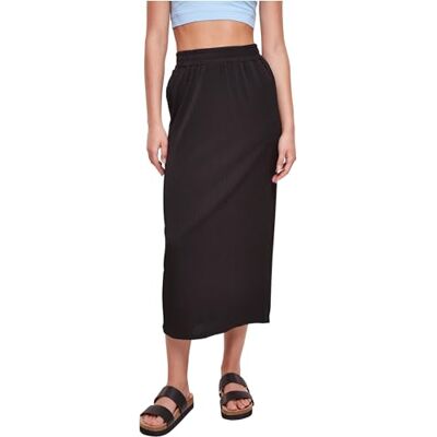 Urban Classics Ladies Rib Jersey Midi kjol kvinnor lång kjol svart, svart, S Urban Classics Ladies Rib Jersey Midi kjol kvinnor lång kjol svart, svart, S