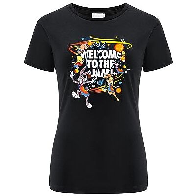 ERT GROUP Warner Bros. Space Jam 2, Space Jam 003, Kortärmad T-shirt dam, 100% bomull, Ensidigt levande tryck, Size XS, Black, Sömlös design, Smidigt och elastiskt tyg för vardaglig lätthet ERT GROUP Warner Bros. Space Jam 2, Space Jam 003, Kortärmad T-shirt dam, 100% bomull, Ensidigt levande tryck, Size XS, Black, Sömlös design, Smidigt och elastiskt tyg för vardaglig lätthet