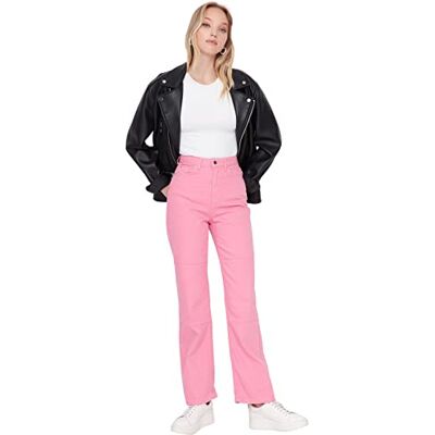 Trendyol Damjeans med hög midja och vida ben, Rosa, 68 SE Trendyol Damjeans med hög midja och vida ben, Rosa, 68 SE