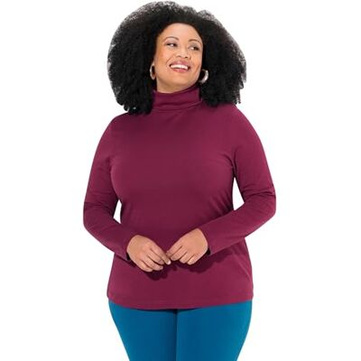 Ulla Popken damer stora storlekar, överdimensionerade plus size skjorta, polotröja, smal, långärmad, Mörka bär, 46-48 Ulla Popken damer stora storlekar, överdimensionerade plus size skjorta, polotröja, smal, långärmad, Mörka bär, 46-48