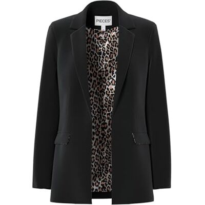 PIECES Female Blazer PCBOZZY LEOPRINT, svart, XXL PIECES Female Blazer PCBOZZY LEOPRINT, svart, XXL