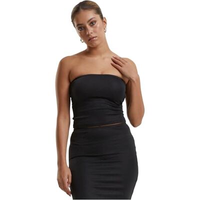 Urban Classics dam bandeau-topp dam glitter bandeau, glittrande bandeau för kvinnor, magfri topp, axelbandslös topp, svart, 5XL Urban Classics dam bandeau-topp dam glitter bandeau, glittrande bandeau för kvinnor, magfri topp, axelbandslös topp, svart, 5XL