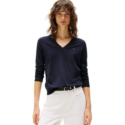 Tommy Hilfiger Dam CO Jersey Stitch V-NK tröja pullover tröja, öken himmel, 3XL, Öken himmel, 3XL Tommy Hilfiger Dam CO Jersey Stitch V-NK tröja pullover tröja, öken himmel, 3XL, Öken himmel, 3XL
