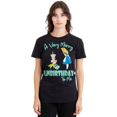Alice in Wonderland Alice i Underlandet väldigt glad Unbirthday to Me dam t-shirt, svart, X-Large, Svart, XL Alice in Wonderland Alice i Underlandet väldigt glad Unbirthday to Me dam t-shirt, svart, X-Large, Svart, XL