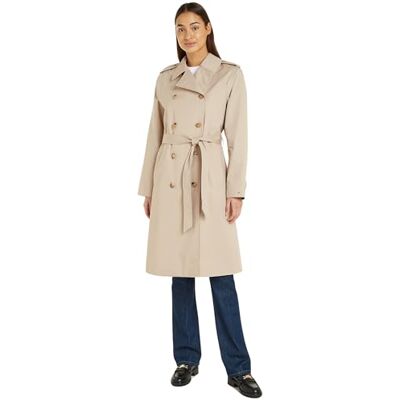 Tommy Hilfiger Klassiska trenchvävda kappor i bomull för kvinnor, BEIgE, 70 Tommy Hilfiger Klassiska trenchvävda kappor i bomull för kvinnor, BEIgE, 70