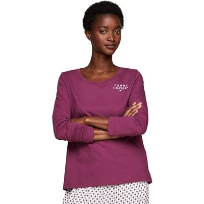 Tommy Hilfiger dam Ls Tee UW0UW05224, L/S t-shirt, lila, M, Lila (Heritage Plommon), M Tommy Hilfiger dam Ls Tee UW0UW05224, L/S t-shirt, lila, M, Lila (Heritage Plommon), M
