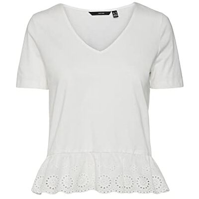 VERO MODA Dam VMEMILY SS Peplum V-hals JRS topp, snövit, M, Snövit, M VERO MODA Dam VMEMILY SS Peplum V-hals JRS topp, snövit, M, Snövit, M