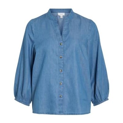 Vila Vinori V-Neck 3/4 Shirt-Noos T-shirt med V-ringning 3/4-Noos, Medium Denimblå, 50 Kvinnor Vila Vinori V-Neck 3/4 Shirt-Noos T-shirt med V-ringning 3/4-Noos, Medium Denimblå, 50 Kvinnor