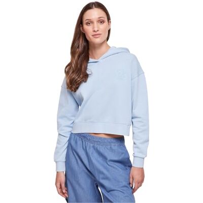Urban Classics Ladies Short Flower Embroidery Terry Hoody, kort huvtröja för kvinnor, finns i många olika färger, storlekar XS – 5XL, Balticblue, XS Urban Classics Ladies Short Flower Embroidery Terry Hoody, kort huvtröja för kvinnor, finns i många olika färger, storlekar XS – 5XL, Balticblue, XS