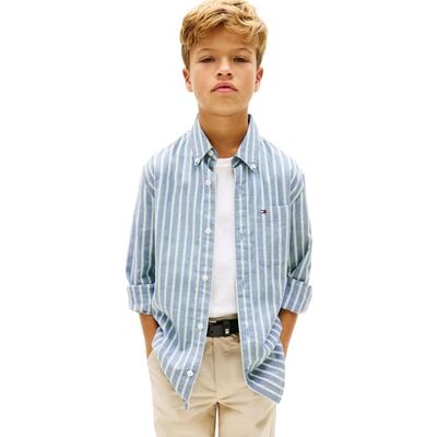 Tommy Hilfiger pojke Flex Ithaca Multistripe skjorta Ls KB0KB10284 skjortor, blå (mörk natt marinblå), 8 år Tommy Hilfiger pojke Flex Ithaca Multistripe skjorta Ls KB0KB10284 skjortor, blå (mörk natt marinblå), 8 år
