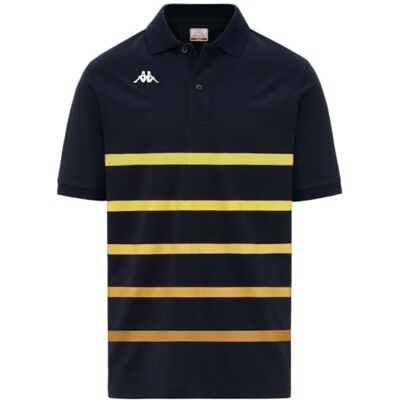 Kappa Feystripe Polo Bekväm och snygg sportpolo, Färg Blå Marinblå och Gul Buttercup och Y, Storlek 3XL Kappa Feystripe Polo Bekväm och snygg sportpolo, Färg Blå Marinblå och Gul Buttercup och Y, Storlek 3XL