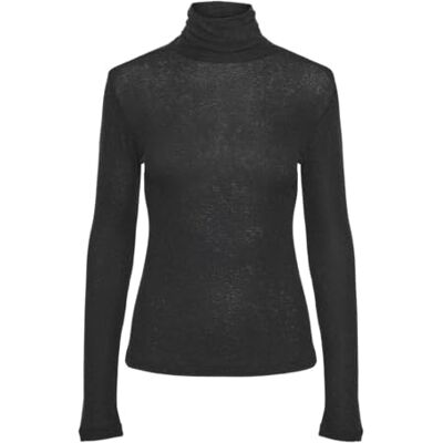 PIECES Pcnoey Ls High Neck Top, svart, L PIECES Pcnoey Ls High Neck Top, svart, L