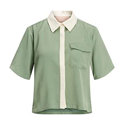 JJXX JACK & JONES Kvinnors JXLARK satin SS skjorta SN skjortblus, loden frost/detalj: kontrastplacket, S JJXX JACK & JONES Kvinnors JXLARK satin SS skjorta SN skjortblus, loden frost/detalj: kontrastplacket, S