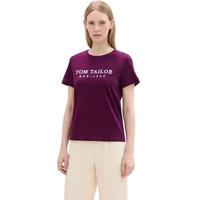 TOM TAILOR dam basic t-shirt med logotyptryck, 35796 – Blackberry, XXS TOM TAILOR dam basic t-shirt med logotyptryck, 35796 – Blackberry, XXS